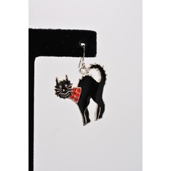 Vintage Black Cat Earrings Halloween Orange Rhinestone Crystal 1990s BinAZ