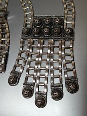 Vintage SIGNED Designer EDLEE 70’s Modernist Long Fringed Necklace 30” Silver