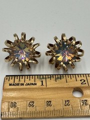 Vintage 1970’s-1980’s SARAH COVENTRY Clip-on Earrings Gold-tone Iridescent