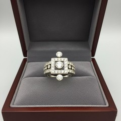 Art Deco Style Round Cut Lab Created Diamond 14K White Gold FN Engagement Ring
