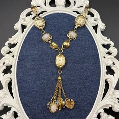 Custom OoaK Vintage Gold Filled Triple Watch Necklace, Opal, Estate Assemblage