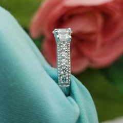 Silver Round 3-Stone Cubic Zirconia Ring-925-Sterling-5.7mm Center-3.4mm Band