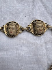 Vintage Selro Selini Necklace Gold Metal 60s/70s Era Asian Princess Face