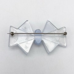 Vintage Brooch Pastel Blue Moonglow Lucite Bow Mid Century Modern Jewelry