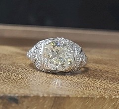 Platinum Vintage Filigree Engagement Ring 2.78ct. Natural Old Mine Diamond GIA