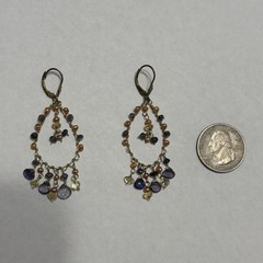 Vintage Style 925 Sterling Silver Gold Plated Multi-Gemstone Chandelier Earrings