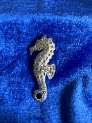 Vintage Sterling Silver Marcasite Seahorse Pendant Brooch Nice Old One