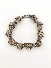 Sterling Silver Rose Link Bracelet – 8″ Long, 41.4g, Mexico 925