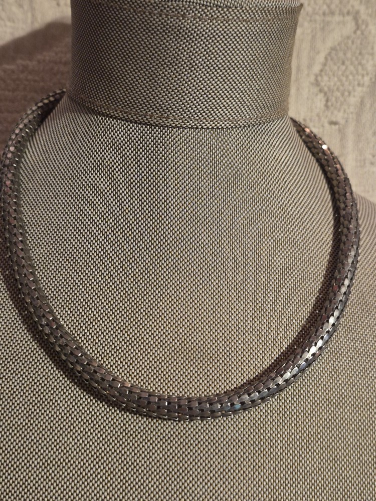Solid Silver Vintage Snake Linked Flexible Necklace