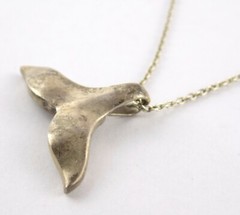 Sterling Silver Lucky Whale Tail Pendant Necklace 925 2.9g 17.75 Inches Long
