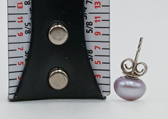 VTG 925 Lavender 6mm Pearl Stud Earrings Sterling Silver Round Cultured Estate