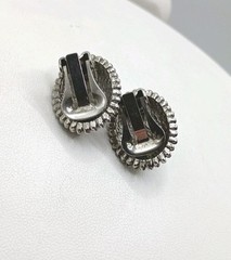 Vintage Silver Tone Filigree Hinged Bracelet Clip Earrings Brooch Set