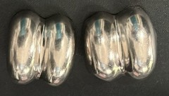 Vintage Mexico 925 Sterling Silver Large Bold Sculptural Puffy Clip On Earrings