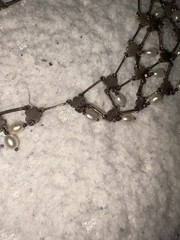 Antique Art Deco Open Sterling flowers teardrop pearls 1920s one of a kind