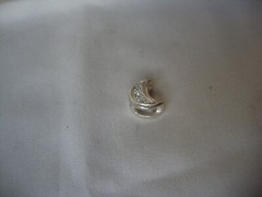 VINTAGE 1980s CHUNKY WHITE TOPAZ CRESCENT MOON STERLING SILVER 925 SLIDE PENDANT