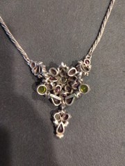 Vintage Hollycraft 1954 Purple Rhinestone Necklace Antiqued Gold Tone