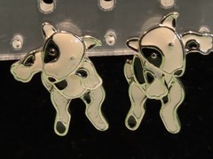 VINTAGE BEREBI BLACK & WHITE DOG ENAMELED PIERCED POST EARRINGS
