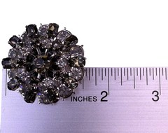 Vintage Unknown Womens Silver Tone Brooch Floral Design Gray & Clear Stones