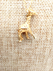 Vintage J Crew Gold Tone Fun Giraffe Pendant 26 In Necklace Endangered Species