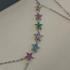 Hand Chain Bracelet Sterling Silver Slave Bracelet Ring Connected Stars Crystals