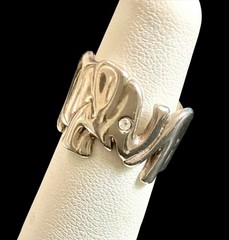 Vintage 925 Sterling Silver Lucky Elephant Eternity Band Ring 7.58 Grams Size 5