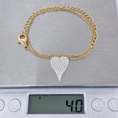 Vintage Gold-Tone Sterling Silver Cubic Zirconia Heart Pendant Necklace 16″-20″