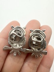 Silver Tone Rhinestone Owl Pin Set