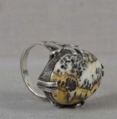 Vintage sterling silver RING Native American R&H landscape jasper Size 7