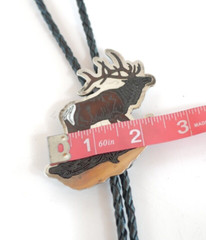 Zuni Native American BULL ELK Bolo Tie by Dale Edaakie Handmade Vintage