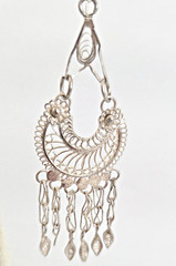 Vintage Sterling Silver Chandelier Earrings 70’s Hippie Artisan Boho Earrings