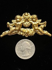 Vintage Cherub Gold Plated Brass Stamping for Jewelry Design NOS 22K Gold Plated