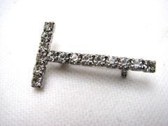 Vintage Lot of 4 Clear Rhinestone Brooch Pins & 1 Buckle/Slide