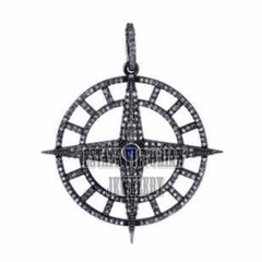 Stunning 2.90Ctw Rose Cut Diamond Sapphire Silver Vintage Style Pendants Jewelry