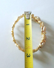 Vintage LES BERNARD INC Rare Clamper Bracelet Faux Baroque Pearl Gold Tone