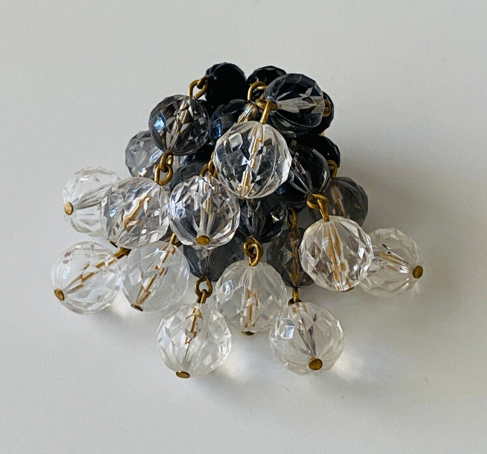 Vintage West Germany Bead Jewelry Waterfall Cluster Cascading Brooch Pin