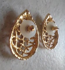 VTG Openwork Earrings Gold-tone Square 1980’s Teardrop Pierced Posts Classic