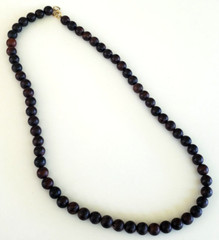 Vintage Wood Bead Necklace 24.5″ Gold Tone Spring Ring Clasp