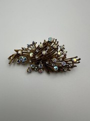 Vintage Gold Iridescent Mid Century Modern Brooch 7cm BB11