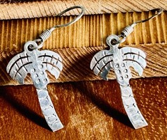 Vintage Mexican Etched Sterling Silver Palm Tree Dangle Earrings 1 5/8” Marked