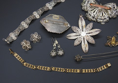 Estate 800 Silver Filigree Cannetille Jewelry Lot Antique Victorian Revival 66gr
