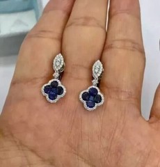 Round Cut Lab Created Diamond Drop/Dangle Special Earrings 14K White Gold Plated