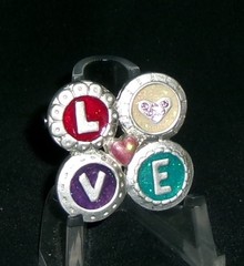 Vintage LOVE Heart Pin Brooch Enamel Rhinestones Signed AJMC