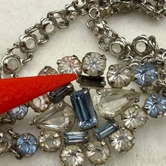Vintage Rhinestone Tennis Bracelet Open Bezel Pale Blue 6.5” READ