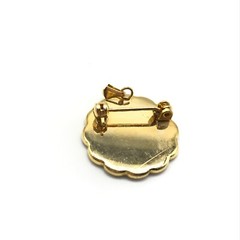 Vintage Flower Design Black Gold Tone Ladies Floral Brooch Pin Pendant