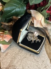 47. Vintage 925 Sterling PIXIE Fairy Elf Abalone Wings Pin 1 3/8″x 1 1/4″, 10.3g