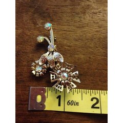 Metal Flower Gold & AB Rhinestone Brooch