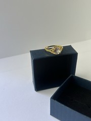 Vintage Clear Cubic Zirconia Ring Gold Plated Womens Size 10