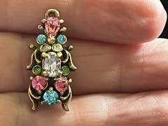Hollycraft COPR 1950 Pastel Rhinestone Pendant Vintage Jewelry