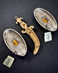 Vintage Ciner Mogul Sword Dagger Sheath 3 Pin Set, Unworn, Signed, Enamel, A+