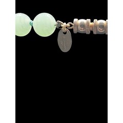 Vintage Les Bernard Signed Jade Bead Necklace Hand Knotted Barrel Clasp 34″